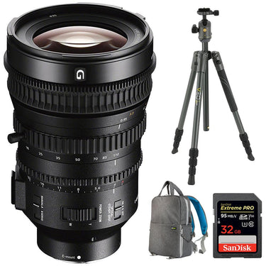 Sony E PZ 18-110mm APS-C / Super 35mm F4 G OSS Power Zoom Lens w/ Tripod Bundle