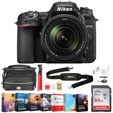Nikon D7500 20.9MP DX-Format DSLR Camera +AF-S 18-140mm ED VR Lens + 64GB Bundle