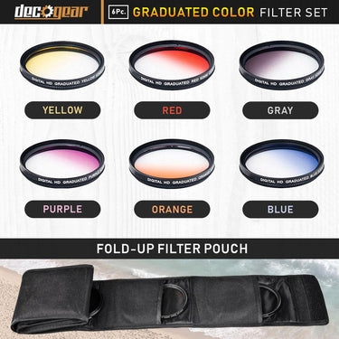 Deco Gear 52mm Lens Accessory Kit - Includes Filter Sets, Cases, & Cleaning Kit