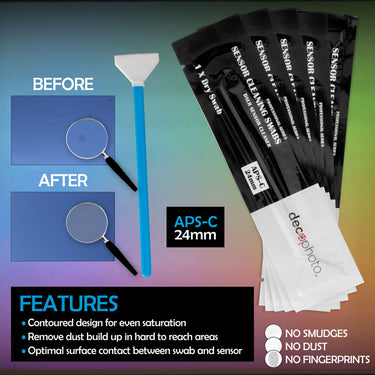 Deco Photo 5-Pack 24mm Sensor Cleaner Swabs