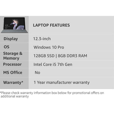 Microsoft KJR-00001 Surface Pro Intel Core i5 7300U, 8GB, 128GB (OPEN BOX)