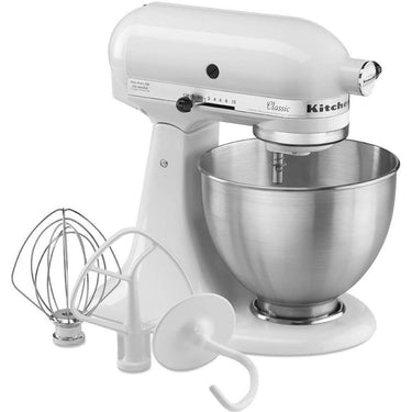 KitchenAid Classic Series 4.5 Quart Tilt-Head Stand Mixer, White (K45SS)