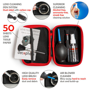 Deco Photo All-in-One Cleaning Kit for DSLR Cameras w/ Case + 16mm 5-Piece Cleaning Swabs