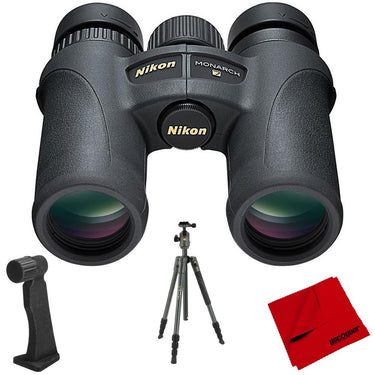 Nikon Monarch 7 8x30 Water/Fog Proof Binoculars + Aluminum Travel Tripod Bundle