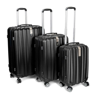 Deco Gear Travel Elite Series - 3 Piece Hardside Spinner Luggage Set (Black)(20",24",28")