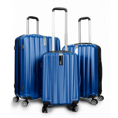 Deco Gear Travel Elite Series - 3 Piece Hardside Spinner Luggage Set (Blue)(20", 24", 28")
