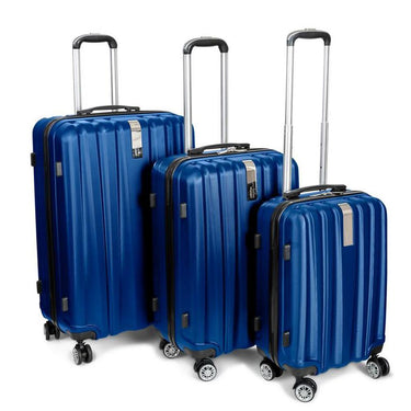 Deco Gear Travel Elite Series - 3 Piece Hardside Spinner Luggage Set (Blue)(20", 24", 28")