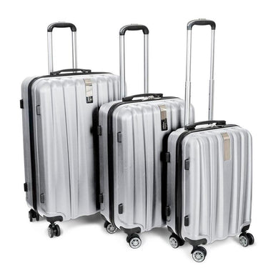 Deco Gear Travel Elite Series - 3 Piece Hardside Spinner Luggage Set (Silver)(20",24",28")