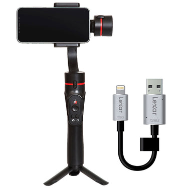 Deco Gear 3-Axis Handheld Cell Phone Gimbal Stabilizer iOS/Android Compatible 128GB Bundle