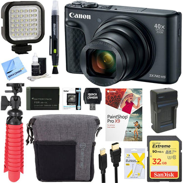 Canon PowerShot SX740 HS Digital Camera (Black) + 32GB Deluxe Accessory Bundle