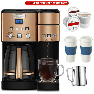 Cuisinart SS-15CP 12-Cup Coffee Maker and Single-Serve Brewer Copper + Warranty Bundle