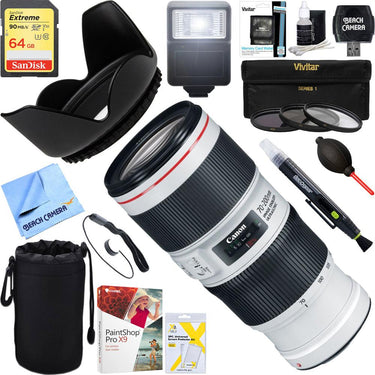 Canon EF 70-200mm f/4.0 L IS II USM Telephoto Zoom Lens + 64GB Ultimate Kit