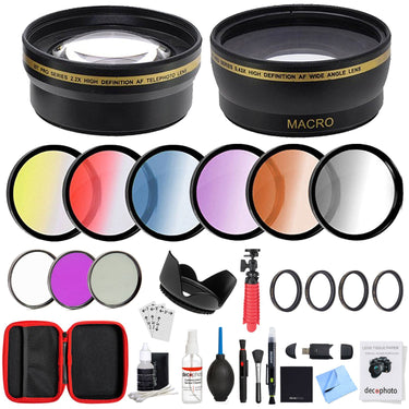 Deco Gear 55mm Lens Accessory Kit - Includes Filter Sets, Cases & Cleaning Kit