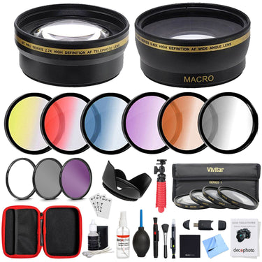 Deco Gear 67mm Lens Accessory Kit - Includes Filter Sets, Cases & Cleaning Kit