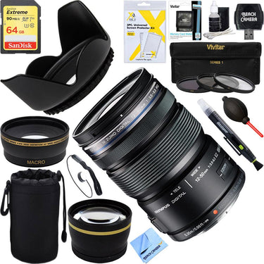 Olympus M.ZUIKO DIGITAL ED 12-50mm F3.5-6.3 EZ Lens (Black) + 64GB Ultimate Kit