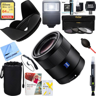 Sony Sonnar T* FE 55mm F1.8 ZA Full Frame Camera E-Mount Lens+64GB Ultimate Kit