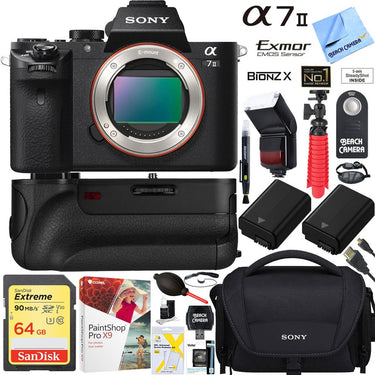 Sony Alpha 7II Interchangeable Lens Camera Body + 64GB Battery Grip Super Bundle