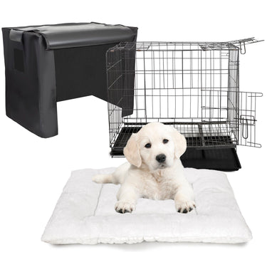 Deco Pet Parent Kennel Set w/ Folding Dog Cat Crate + Indoor/Outdoor Cover & Quilted Bed