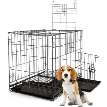 Deco Pet Parent Kennel Set w/ Folding Dog Cat Crate + Indoor/Outdoor Cover & Quilted Bed