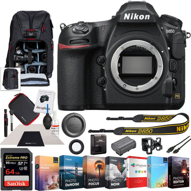 Nikon D850 Digital SLR 45.7MP 4K FX Camera Body w/ Deco Gear Backpack Editing Bundle