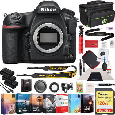 Nikon D850 Digital SLR 45.7MP 4K FX Camera Body Deco Gear Case 2x Battery Editing Kit