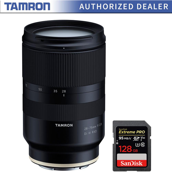Tamron 28-75mm F/2.8 Di III RXD Full Frame E-mount Lens for Sony + 128GB Card