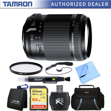 Tamron 18-200mm Di II VC All-In-One Zoom Lens for Canon Mount 64GB Memory Card Bundle