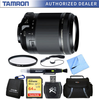Tamron 18-200mm Di II VC All-In-One Zoom Lens for Nikon Mount 64GB Memory Card Bundle