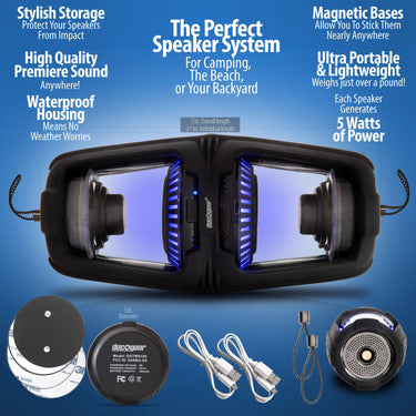 Deco Gear True Wireless Bluetooth Speakers - Huge Sound LED Illuminated with Magnetic Base