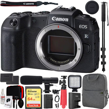 Canon EOS RP Full-Frame Mirrorless Camera Body Backpack Extra Battery Kit Mic Bundle