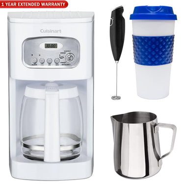 Cuisinart Brew Central 12-Cup Programmable Coffeemaker, White (Refurb) w/ Warranty Bundle