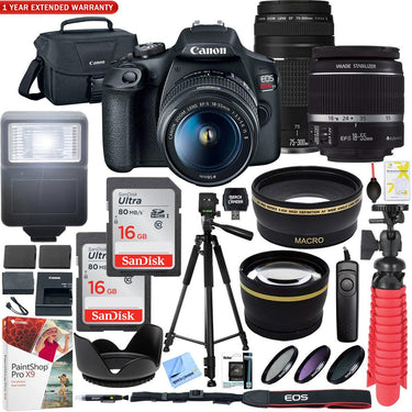 Canon EOS Rebel T7 DSLR Camera w/ 18-55mm IS II + 75-300mm III Double Zoom Deluxe Kit