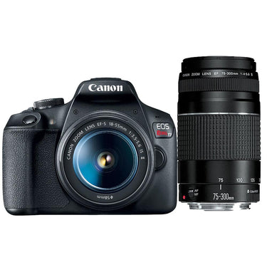 Canon EOS Rebel T7 DSLR Camera w/ 18-55mm IS II + 75-300mm III Double Zoom Deluxe Kit