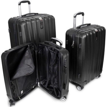 Deco Gear Travel Elite Series 3 Pc Hardside Spinner Luggage Set Black Open Box