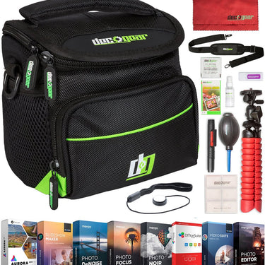 Deco Gear DSLR Mirrorless Camera Bag +Software Editing Bundle+Tripod & Bonus Accessory Kit