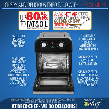 Deco Chef XL 12.7 QT Extra Large Capacity Convection Oven Airfryer Open Box