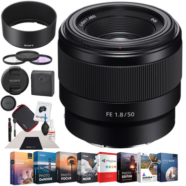 Sony FE 50mm F1.8 Full-frame Prime E-mount Lens SEL50F18F Pro Accessory Bundle
