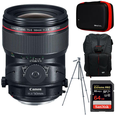 Canon TS-E 50mm f/2.8L Macro Tilt-Shift EF-Mount Lens + 64GB Accessories Bundle