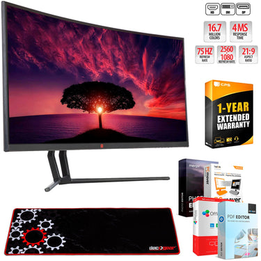 Deco Gear VIEW 35" Curved Ultrawide LED HD Gaming Monitor with Extended Mouse Pad Bundle