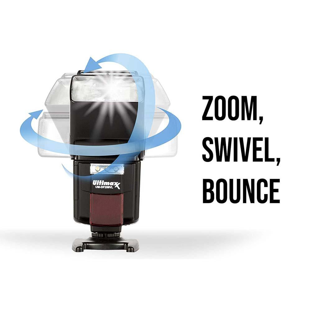 High Power Automatic Flash with LED Video Light for DSLR Camera