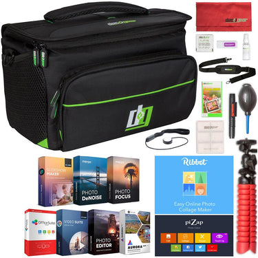 Deco Gear DSLR Mirrorless Camera Bag Large + Software Bundle+ Tripod & Bonus Accessory Kit