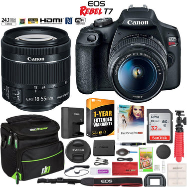Canon EOS Rebel T7 DSLR Camera + 18-55mm f/3.5-5.6 IS II Lens + Case & Warranty Bundle