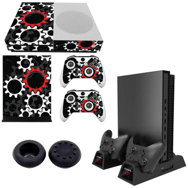 Deco Gear Xbox Accessory Kit with 3-in-1 Vertical Stand, Thumb Grips, and XB1S Skin Decal