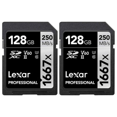 Lexar Professional SDHC / SDXC 1667x UHS-II 128gb Memory Card 2 Pack