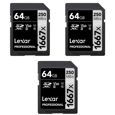 Lexar Professional SDHC/SDXC 1667x UHS-II 64GB Memory Card (3-Pack)