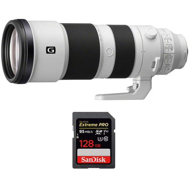 Sony FE 200-600mm F5.6-6.3 G OSS Super Telephoto Zoom Lens + 128GB Memory Card