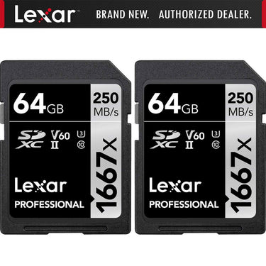 Lexar Professional SDHC / SDXC 1667x UHS-II 64GB Memory Card 2 Pack