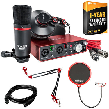 Focusrite Scarlett 2i2 Studio Pack & Record Bundle 2nd Gen w/ Deco Gear Accessories Kit