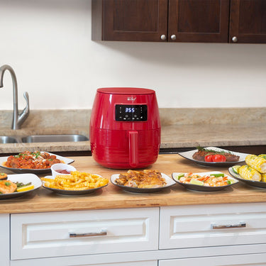 Deco Chef Digital 5.8QT Electric Air Fryer - Healthier & Faster Cooking - Red