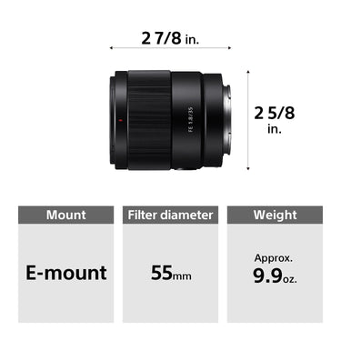 Sony FE 35mm F1.8 Large Aperture Full-Frame E-Mount Prime Lens - SEL35F18F